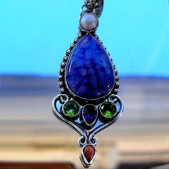 Amethyst Teardrop Pendant with 20-Inch Sterling Silver Chain - Picture 1 of 10